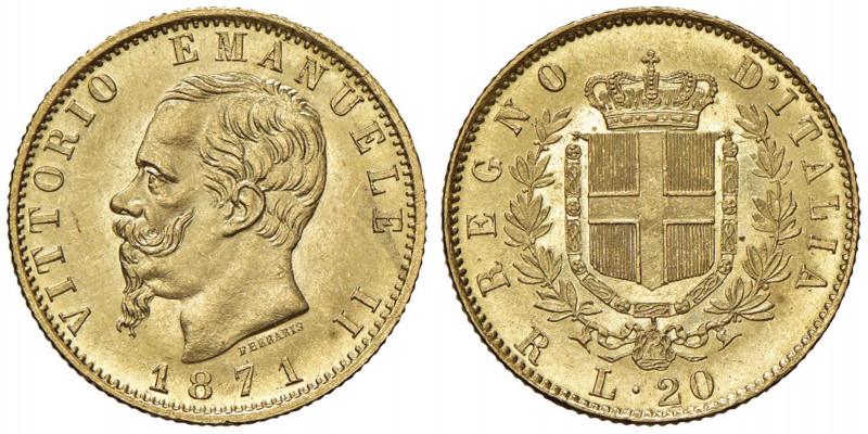 Vittorio Emanuele II (1861-1878) 20 Lire 1871 R - Nomisma 859 AU R In regime ord...
