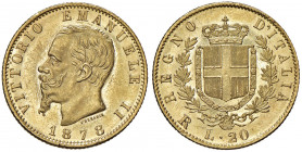 Vittorio Emanuele II (1861-1878) 20 Lire 1878 R - Nomisma 868 AU In regime ordinario IVA
qFDC/FDC