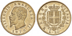 Vittorio Emanuele II (1861-1878) 20 Lire 1878 1 ribattuto - Nomisma 868 AU RRR
SPL