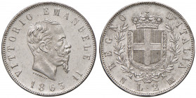 Vittorio Emanuele II (1861-1878) 2 Lire 1863 N stemma - Nomisma 905 AG Minimo contatto al bordo.
FDC