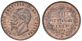 Vittorio Emanuele II (1861-1878) 10 Centesimi 1867 H - Nomisma 949 CU Ex Collezione Vitalini, Nomisma SPA 40 del 2009, lotto 435.
FDC
