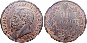 Vittorio Emanuele II (1861-1878) 10 Centesimi 1867 OM - Nomisma 950 CU In slab NGC MS65 numero 6141756-007.
FDC