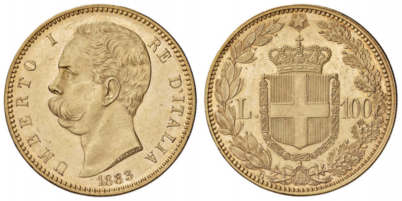 Umberto I (1878-1900) 100 Lire 1883 - Nomisma 972 AU R Colpo al bordo ma di cons...