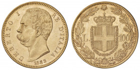 Umberto I (1878-1900) 100 Lire 1883 - Nomisma 972 AU R Colpo al bordo ma di conservazione eccezionale con i fondi speculari.
qFDC/FDC