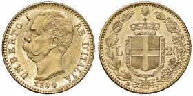 Umberto I (1878-1900) 20 Lire 1890 - Nomisma 988 AU Minimi graffietti al D/.
 qFDC