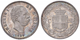 Umberto I (1878-1900) 50 Centesimi 1889 - Nomisma 1011 AG R Bellissimo esemplare.
FDC