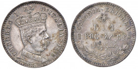 Umberto I (1878-1900) Eritrea - Lira 1896 - Nomisma 1043 AG RR Minimi colpetti al bordo.
SPL