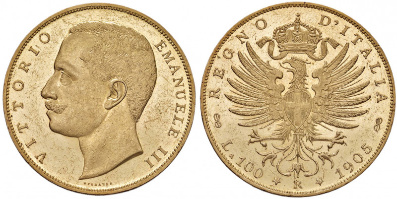 Vittorio Emanuele III (1900-1946) 100 Lire 1905 - Nomisma 1046 AU RR Minimi segn...