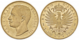 Vittorio Emanuele III (1900-1946) 100 Lire 1905 - Nomisma 1046 AU RR Consueti segnetti da contatto al D/, ma esemplare di notevole conservazione.
 qF...