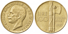 Vittorio Emanuele III (1900-1946) 100 Lire 1923 - Nomisma 1051 AU R Colpi al bordo.
qSPL