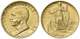 Vittorio Emanuele III (1900-1946) 100 Lire 1931 Anno IX - Nomisma 1055 AU Segnetto al bordo.
qFDC