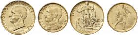 Vittorio Emanuele III (1900-1946) 100 e 50 Lire 1931 Anno IX - Nomisma 1055, 1067 AU Lotto di due monete. Minimi graffietti sul 100 Lire.
qFDC