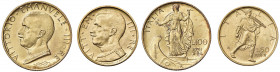 Vittorio Emanuele III (1900-1946) 100 e 50 Lire 1931 Anno X - Nomisma 1056, 1068 AU R Lotto di due monete. Il 50 lire è leggermente lavato.
qFDC