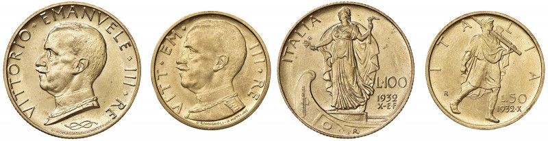 Vittorio Emanuele III (1900-1946) 100 e 50 Lire 1932 Anno X - Nomisma 1057, 1069...