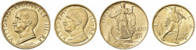 Vittorio Emanuele III (1900-1946) 100 e 50 Lire 1933 Anno XI - Nomisma 1057, 1069 AU RR Lotto di due monete. Minimi graffietti sul 100 Lire.
qFDC