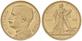 Vittorio Emanuele III (1900-1946) 50 Lire 1912 - Nomisma 1063 AU R Segnetti e graffietti da contatto. Insignificanti colpetti al bordo.
SPL+