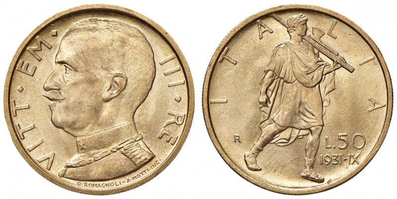 Vittorio Emanuele III (1900-1946) 50 Lire 1931 Anno IX - Nomisma 1067 AU
FDC