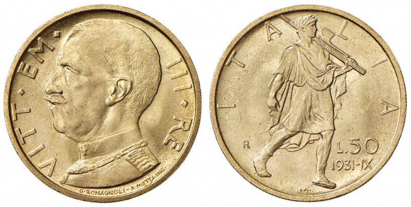 Vittorio Emanuele III (1900-1946) 50 Lire 1931 Anno IX - Nomisma 1067 AU
FDC