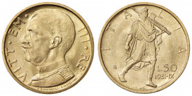 Vittorio Emanuele III (1900-1946) 50 Lire 1931 Anno IX - Nomisma 1067 AU
FDC