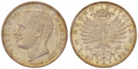 Vittorio Emanuele III (1900-1946) 20 Lire 1905 - Nomisma 1075 AU R Sigillato qFDC da Marco Esposito.
qFDC
