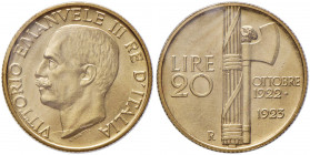 Vittorio Emanuele III (1900-1946) 20 Lire 1923 - Nomisma 1082 AU R Sigillato FDC dal Dott. Simone Rocco di Torrepadula.
FDC