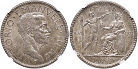 Vittorio Emanuele III (1900-1946) 20 Lire 1927 Anno VI - Nomisma 1084 AG In slab NGC MS64 numero 5780059-031.
FDC