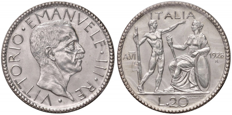 Vittorio Emanuele III (1900-1946) 20 Lire 1928 Anno VI - Nomisma 1085 AG Sigilla...