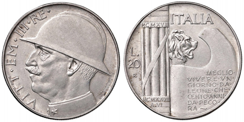 Vittorio Emanuele III (1900-1946) 20 Lire 1928 Elmetto - Nomisma 1093 AG
SPL-FD...