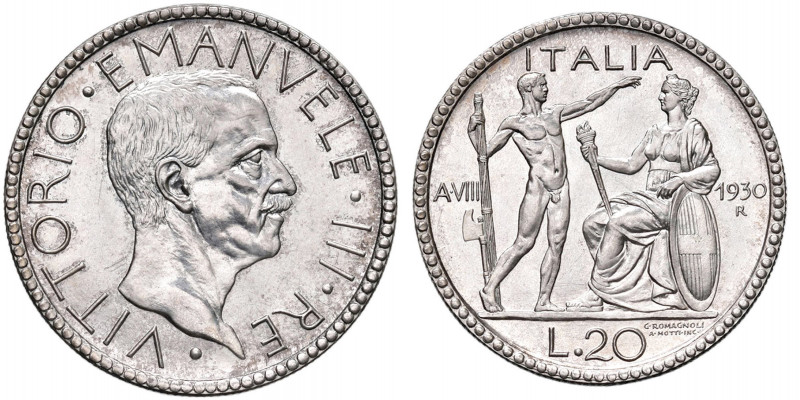 Vittorio Emanuele III (1900-1946) 20 Lire 1930 Anno VIII - Nomisma 1087 AG RRR T...