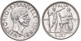 Vittorio Emanuele III (1900-1946) 20 Lire 1930 Anno VIII - Nomisma 1087 AG RRR Tiratura di 50 esemplari.
FDC