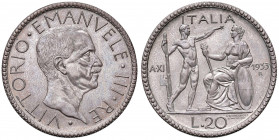 Vittorio Emanuele III (1900-1946) 20 Lire 1933 Anno XI - Nomisma 1090 AG RRR Tiratura di soli 50 esemplari.
FDC