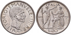 Vittorio Emanuele III (1900-1946) 20 Lire 1934 Anno XII - Nomisma 1091 AG RRR Tiratura di soli 50 esemplari.
FDC