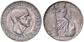 Vittorio Emanuele III (1900-1946) 10 Lire 1937 - Nomisma 1122 AG RRR Tiratura di soli 50 esemplari.
FDC