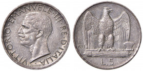 Vittorio Emanuele III (1900-1946) 5 Lire 1933 - Nomisma 1141 AG RRR Tiratura di soli 50 esemplari.
FDC