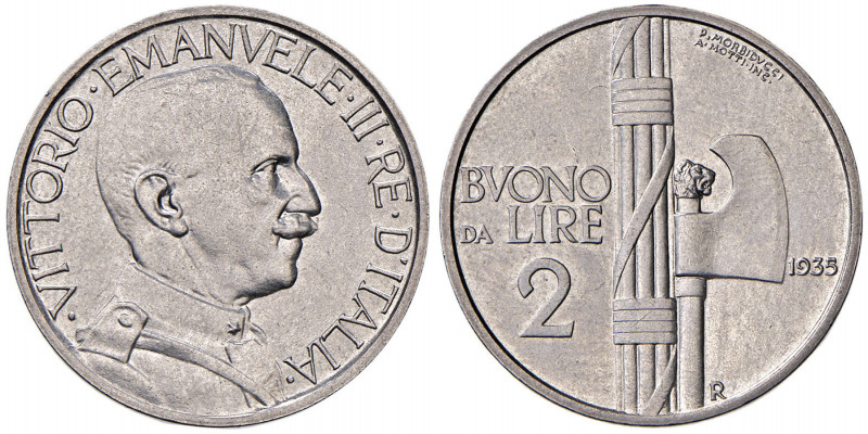 Vittorio Emanuele III (1900-1946) 2 Lire 1935 - Nomisma 1179 NI RRR Tiratura di ...