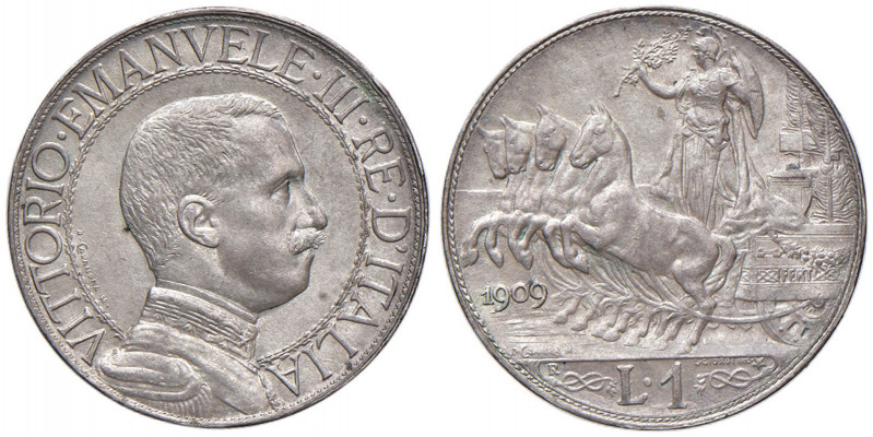 Vittorio Emanuele III (1900-1946) Lira 1909 - Nomisma 1199 AG In regime ordinari...