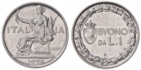 Vittorio Emanuele III (1900-1946) Lira 1926 - Nomisma 1210 NI R Tiratura di 500 esemplari.
FDC