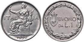 Vittorio Emanuele III (1900-1946) Lira 1930 - Nomisma 1213 NI RRR Tiratura di 50 esemplari.
FDC