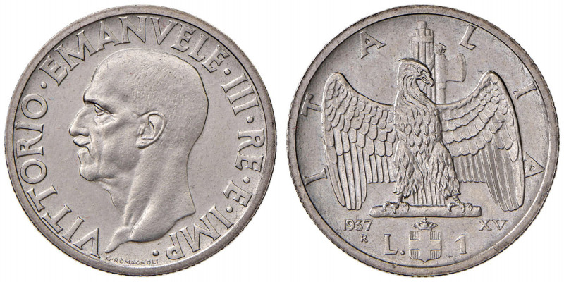 Vittorio Emanuele III (1900-1946) Lira 1937 Anno XV - Nomisma 1220 NI RRR Tiratu...