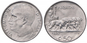 Vittorio Emanuele III (1900-1946) 50 Centesimi 1920 L - Nomisma 1235 NI
FDC