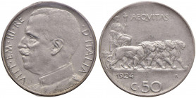 Vittorio Emanuele III (1900-1946) 50 Centesimi 1924 L - Nomisma 1239 NI RRR Sigillata SPL da Ranieri Egidio.
SPL