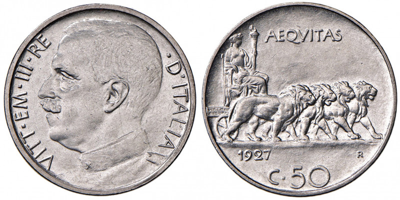 Vittorio Emanuele III (1900-1946) 50 Centesimi 1927 - Nomisma 1244 NI RRR Tiratu...