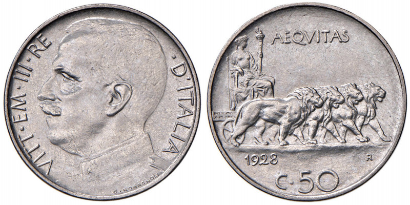 Vittorio Emanuele III (1900-1946) 50 Centesimi 1928 - Nomisma 1245 NI RRR Tiratu...