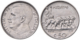 Vittorio Emanuele III (1900-1946) 50 Centesimi 1928 - Nomisma 1245 NI RRR Tiratura di 50 esemplari.
FDC