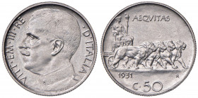 Vittorio Emanuele III (1900-1946) 50 Centesimi 1931 - Nomisma 1248 NI RRR Tiratura di 50 esemplari.
FDC