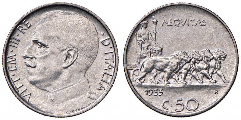 Vittorio Emanuele III (1900-1946) 50 Centesimi 1933 - Nomisma 1250 NI RRR Tiratu...