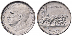 Vittorio Emanuele III (1900-1946) 50 Centesimi 1933 - Nomisma 1250 NI RRR Tiratura di 50 esemplari.
FDC