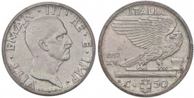Vittorio Emanuele III (1900-1946) 50 Centesimi 1937 - Nomisma 1254 NI RRR In slab PCGS MS63 numero 41453585. Tiratura di soli 50 esemplari. In regime ...