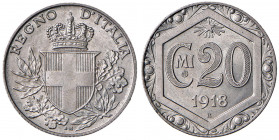 Vittorio Emanuele III (1900-1946) 20 Centesimi 1918 Progetto - Pagani PP 307 NI RRRR Ribattuto sul 20 Centesimi di Umberto I.
FDC