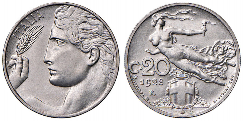 Vittorio Emanuele III (1900-1946) 20 Centesimi 1928 - Nomisma 1281 NI RRR Tiratu...